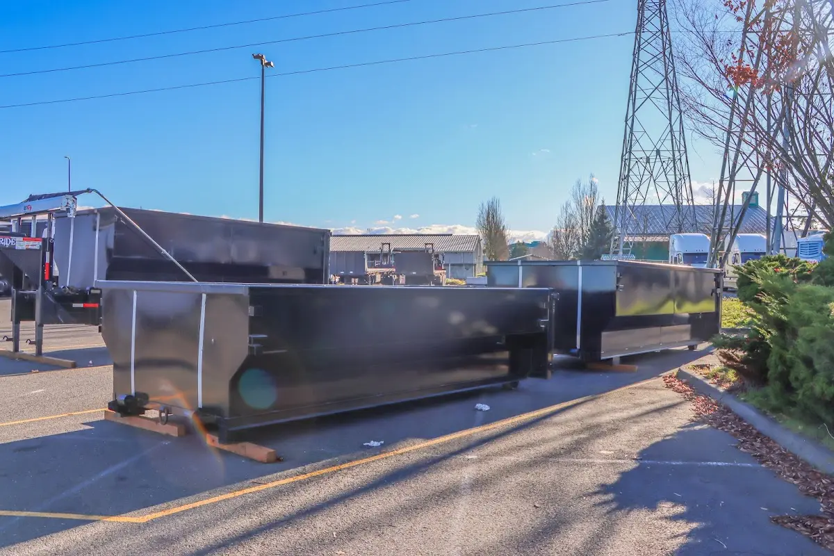 Roll-off dumpster ready for waste disposal at job site for 4 Yard Dumpster Rental in Upper Darby
